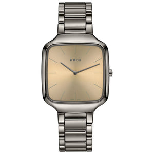 RADO 雷達錶 TRUE Squre Thinline 真我方形系列超薄電漿高科技陶瓷石英腕錶 37mm R27119402