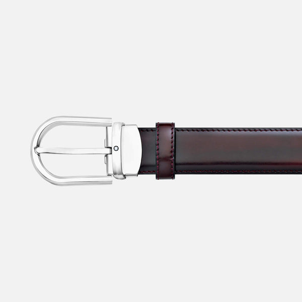 MONTBLANC 萬寶龍 馬蹄形搭扣酒紅色 30 毫米皮帶 MB126014