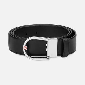 MONTBLANC 萬寶龍 馬蹄形搭扣黑色 35 毫米皮帶 MB198636