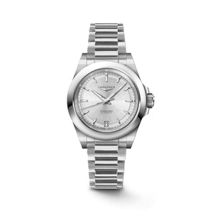 LONGINES 浪琴 Conquest 征服者系列銀色優雅時尚運動腕錶 34mm L34304726