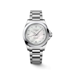 LONGINES 浪琴 Conquest 征服者系列鑽母貝優雅時尚運動腕錶 34mm L34304876