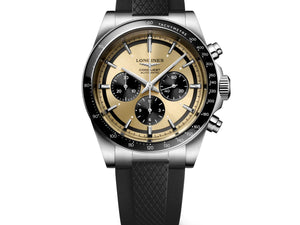 L38354329 浪琴 Conquest 征服者系列計時碼錶，三眼計時設計，商務休閒運動男錶推薦。