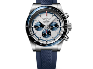 L38354989 浪琴 Conquest 征服者系列計時碼錶，三眼計時設計，商務休閒運動男錶推薦。