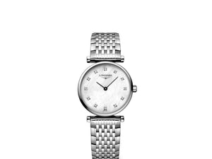 LONGINES 浪琴 嘉嵐系列優雅超薄真鑽珍珠母貝石英女錶 24mm L42094876 - 新萬國鐘錶