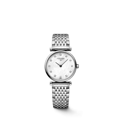 LONGINES 浪琴 嘉嵐系列優雅超薄真鑽珍珠母貝石英女錶 24mm L42094876 - 新萬國鐘錶