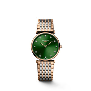 LONGINES 浪琴 LA GRANDE CLASSIQUE 嘉嵐系列超薄鑽面PVD玫瑰金石英腕錶 29mm L45121087