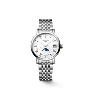 LONGINES 浪琴 Elegant 優雅系列不銹鋼月相羅馬時標石英錶 30mm L43304116