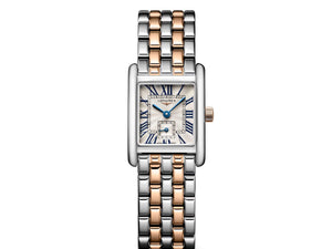 LONGINES 浪琴 Mini DolceVita 迷你多情系列18k玫瑰金不銹鋼雙色優雅石英腕錶 21.50x29.00mm L52005717