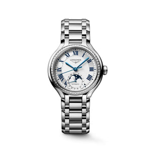 LONGINES 浪琴 PrimaLuna  新月系列真鑽羅馬時標月相優雅機械女錶 34mm L81260716
