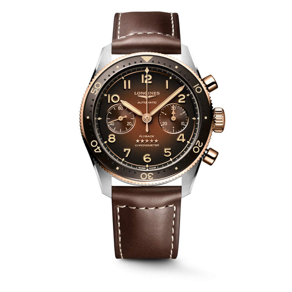 LONGINES 浪琴 Spirit 先行者系列 Flyback 18k玫瑰金不銹鋼飛返計時碼錶 42mm L38215592