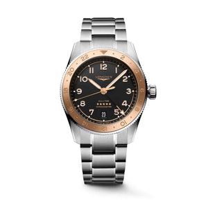 LONGINES 浪琴 Spirit 先行者系列 Zulu Time 1925 世界時區不鏽鋼及18K玫瑰金100周年紀念腕錶 39mm L38035536