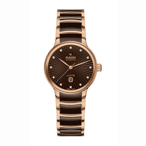 RADO 雷達錶 Centrix 晶萃系列鑲鑽PVD玫瑰金機械腕錶 30.5 mm R30019732