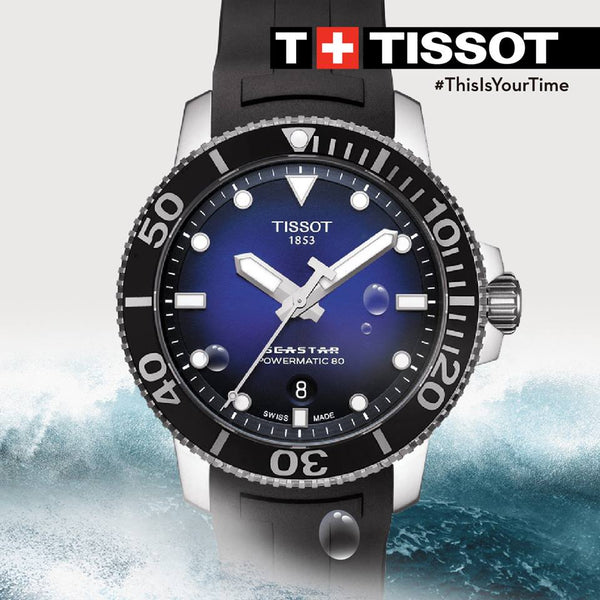 TISSOT SEASTAR 1000 天梭海星系列300米潛水機械錶 T1204071704100
