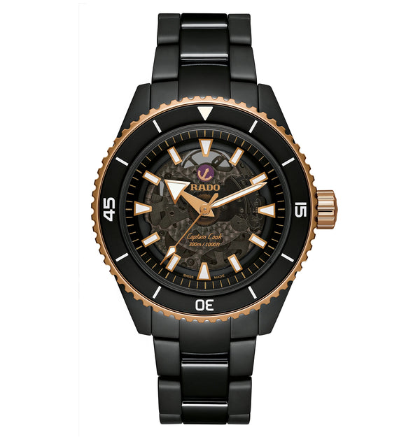 RADO 雷達錶Captain Cook 庫克船長300米高科技陶瓷鏤空腕錶 43mm R32127162