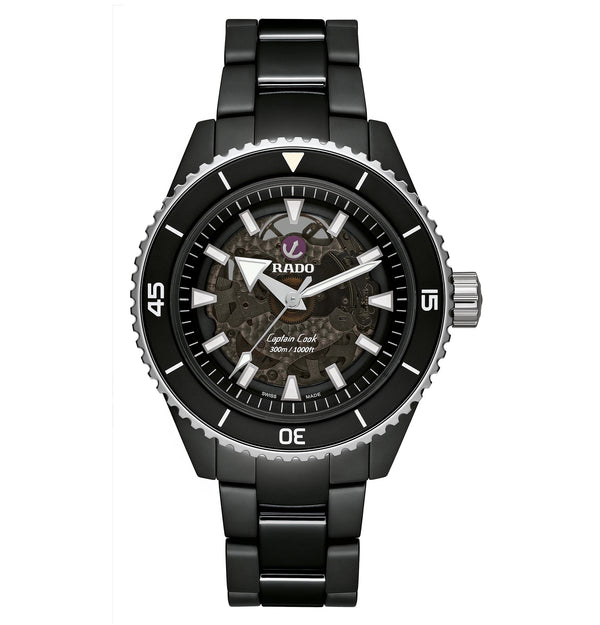 RADO 雷達錶 Captain Cook 庫克船長300米高科技陶瓷鏤空腕錶 43mm R32127152