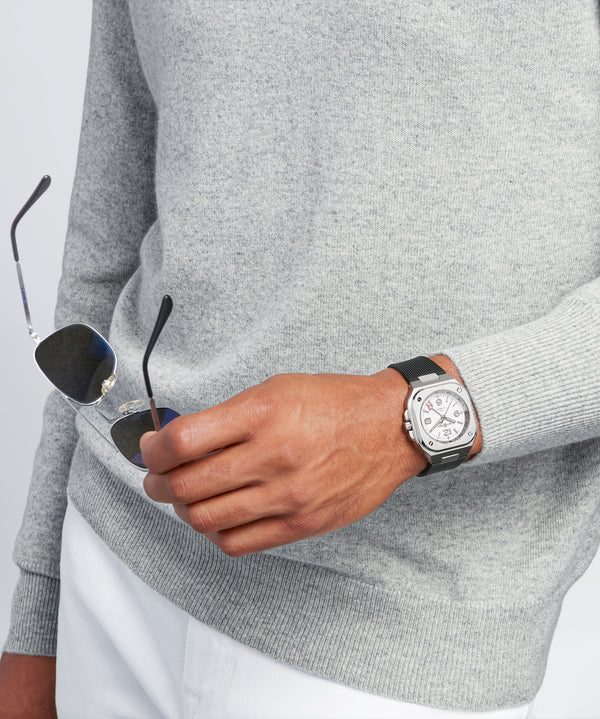 Bell & Ross 柏萊士 BR 05 GMT White Rubber 白色面膠帶款