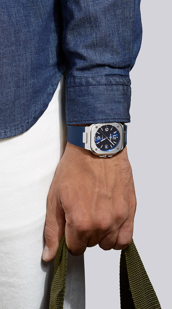 Bell & Ross 柏萊士 BR 05 BLUE STEEL BR05 rubber