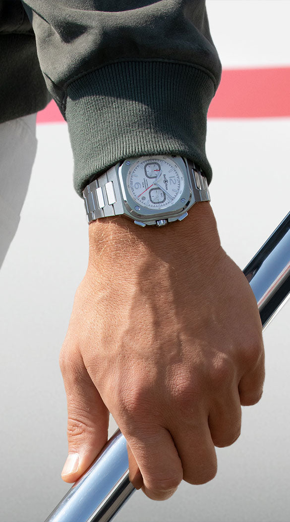 Bell & Ross 柏萊士 BR 05 Chrono STEEL WHITE HAWK 白面計時碼錶