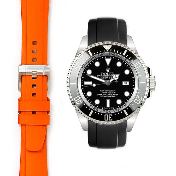 EVEREST CURVED END RUBBER STRAP FOR ROLEX DeepSea WITH TANG BUCKLE 勞力士 深海 DEEPSEA SEA-DWELLER Everest錶帶 穿扣 - 新萬國鐘錶
