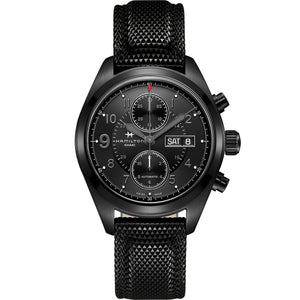 Hamilton 漢米爾頓 Khaki Field 卡其野戰系列PVD黑色計時腕錶 42mm H71626735 惡靈古堡代替款