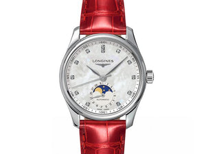 LONGINES 浪琴 MASTER 巨擘系列月相真鑽白母貝機械腕錶 34mm L24094872 - 新萬國鐘錶