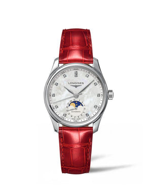 LONGINES 浪琴 MASTER 巨擘系列月相真鑽白母貝機械腕錶 34mm L24094872