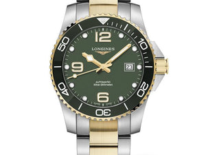 LONGINES 浪琴 HydroConquest 深海征服者系列浪鬼陶瓷潛水機械錶 41mm L37813067 綠金黃色PVD塗層 - 新萬國鐘錶