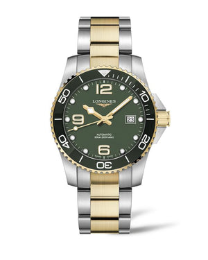 LONGINES 浪琴 HydroConquest 深海征服者系列浪鬼陶瓷潛水機械錶 41mm L37813067 綠金黃色PVD塗層