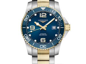 LONGINES 浪琴 HydroConquest 深海征服者系列浪鬼陶瓷潛水機械錶 41mm L37813967 藍金黃色PVD塗層