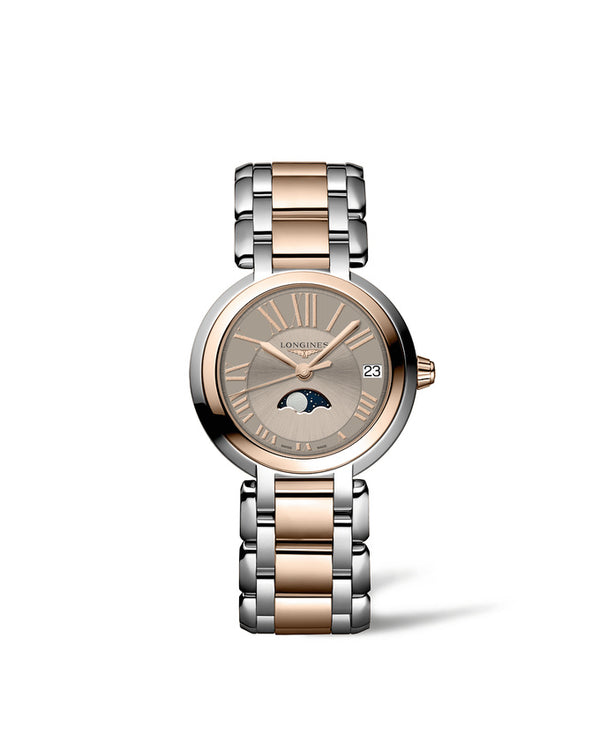 LONGINES PrimaLuna 浪琴 新月月相石英女錶系列精鋼18K玫瑰金 30mm L81155617