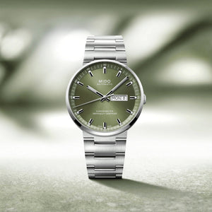 MIDO 美度 Commander 香榭系列天文台認證橄欖綠矽游絲機械腕錶 40mm M0316311109100