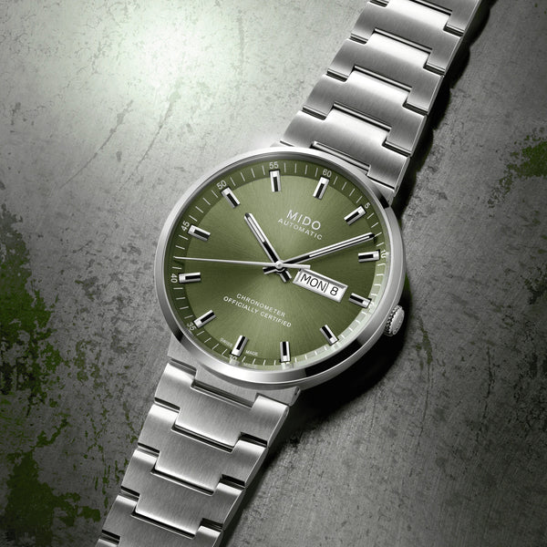 MIDO Commander 美度香榭系列天文台橄欖綠機械腕錶 M0316311109100