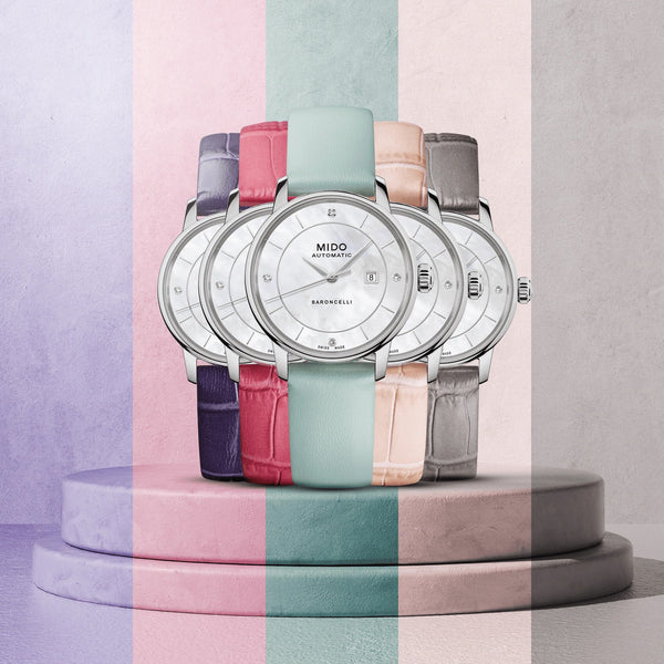 MIDO Baroncelli 美度永恆系列特別版經典漾彩女士母貝鑽面機械錶 M0372071610600