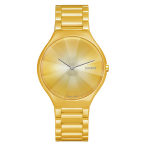 RADO True Thinline 雷達真薄系列世界花園特別版黃陶瓷石英錶 39mm R27122252 - 新萬國鐘錶