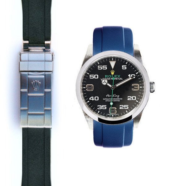 ROLEX AIR-KING EverestBands 瑞士製橡膠錶帶配原廠摺疊帶扣 - 新萬國鐘錶
