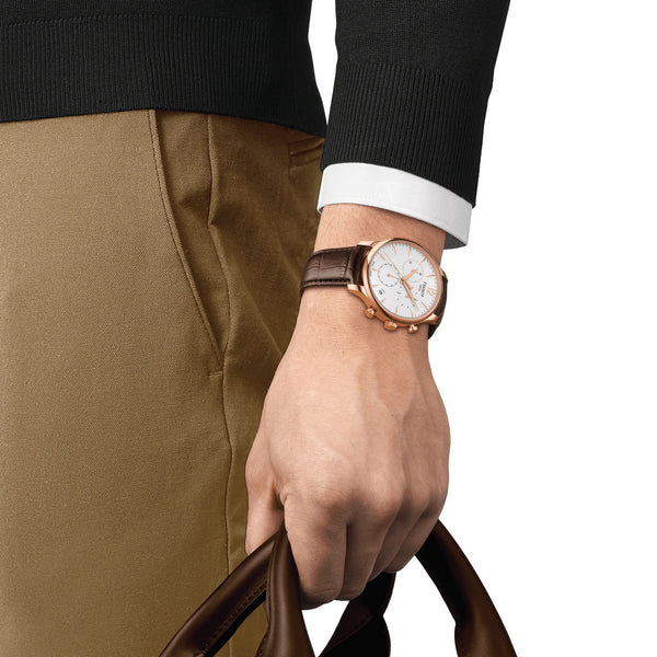 TISSOT 天梭 Tradition 系列計時PVD玫瑰金石英錶 T0636173603700 - 新萬國鐘錶