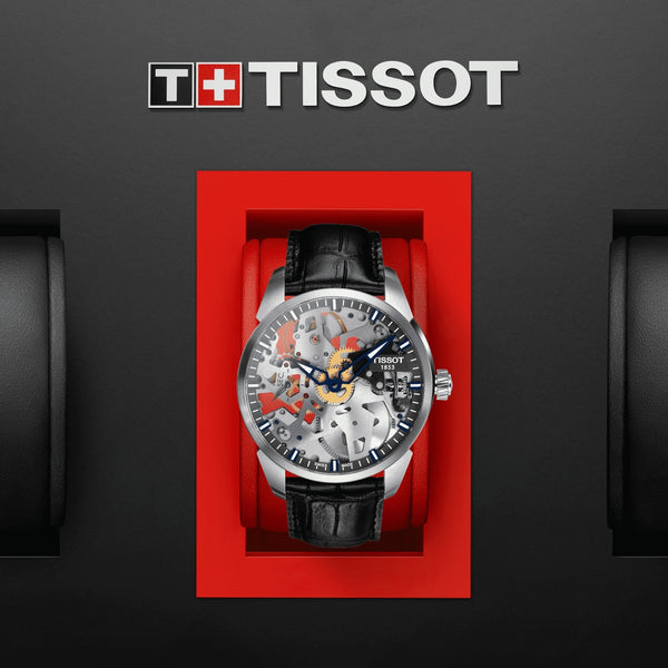 TISSOT 天梭 T-Complication 鏤空手上鏈機械腕錶 T0704051641100