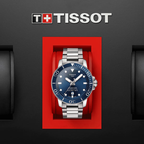 TISSOT SEASTAR 1000 天梭海星系列300米潛水機械錶 T1204071104103 藍色