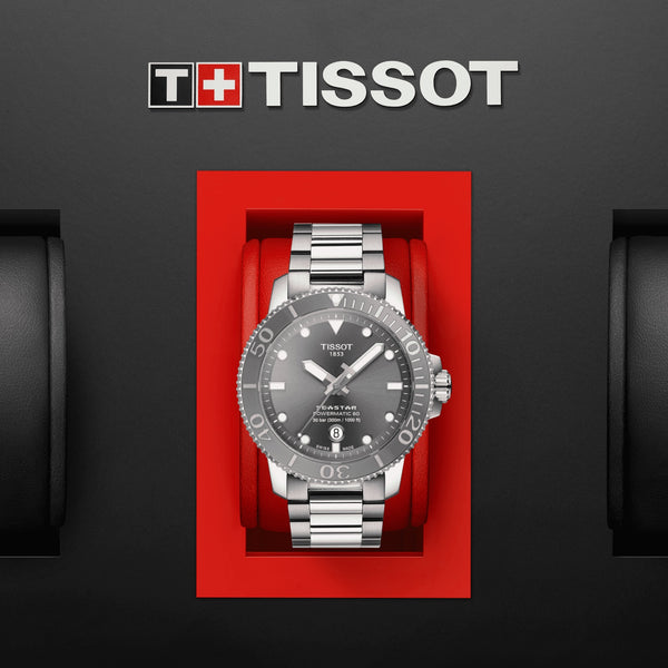 TISSOT SEASTAR 1000 天梭海星系列300米潛水機械錶 T1204071108101 灰色