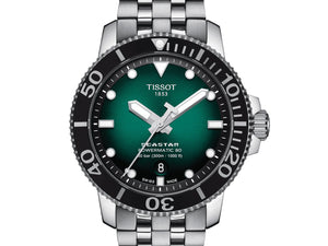 TISSOT 天梭 SEASTAR 1000 海星系列漸層綠300米潛水機械錶 43mm T1204071109101 - 新萬國鐘錶