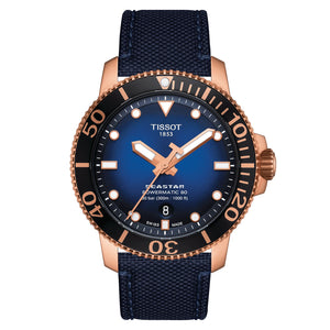 TISSOT SEASTAR 1000 天梭海星系列300米潛水錶 漸層藍面PVD玫瑰金 T1204073704100