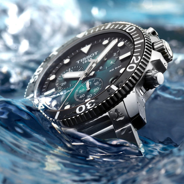 TISSOT SEASTAR 1000 天梭海星系列計時300米潛水錶漸層綠 T1204171109101