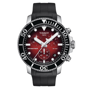 TISSOT SEASTAR 1000 天梭海星系列計時300米潛水錶 T1204171742100 漸層紅面