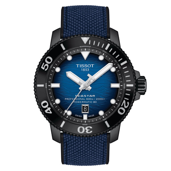 TISSOT SEASTAR 2000 天梭海星系列600米潛水機械錶漸層藍黑色PVD 46mm T1206073704100