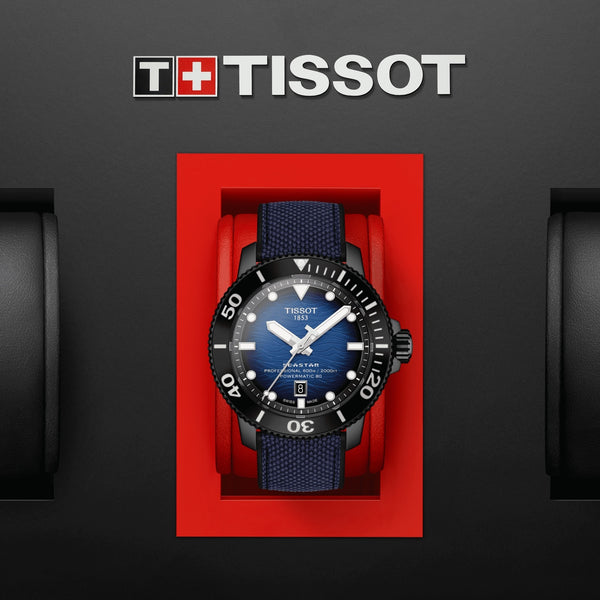TISSOT SEASTAR 2000 天梭海星系列600米潛水機械錶漸層藍黑色PVD 46mm T1206073704100