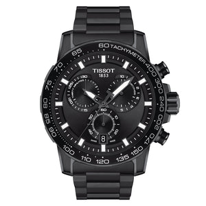 TISSOT 天梭 SUPERSPORT CHRONO 三眼計時黑色PVD石英腕錶 45.5mm T1256173305100