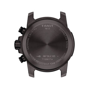 TISSOT 天梭 SUPERSPORT CHRONO 三眼計時黑色PVD石英腕錶 45.5mm T1256173305100