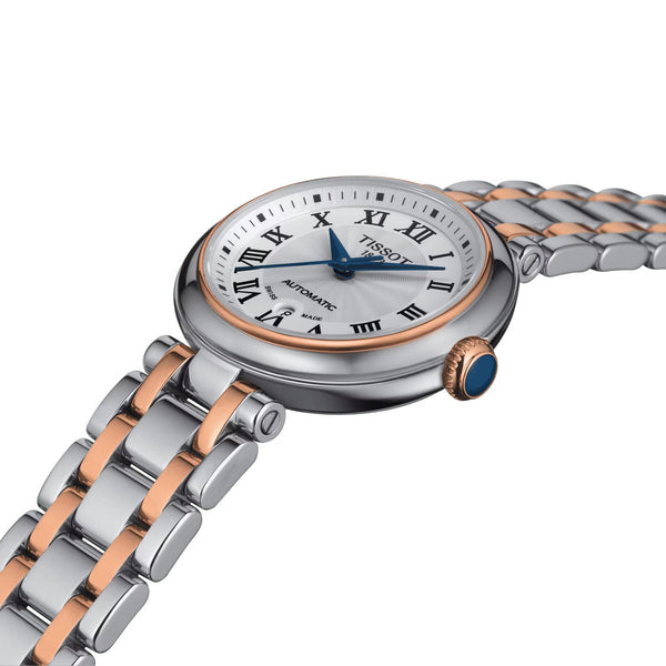 TISSOT BELLISSIMA 天梭優雅羅馬機械PVD玫瑰金女士腕錶 26mm T1262072201300