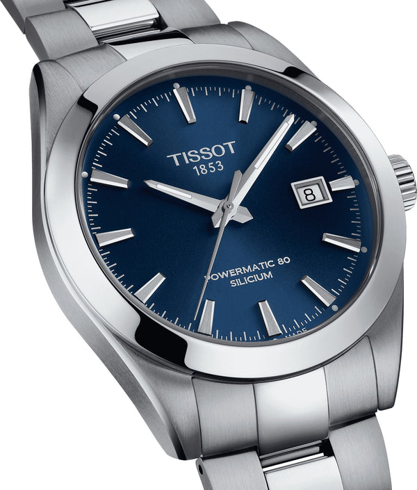 TISSOT Gentleman 天梭紳士系列 80小時矽游絲機械手錶 藍 40mm T1274071104100