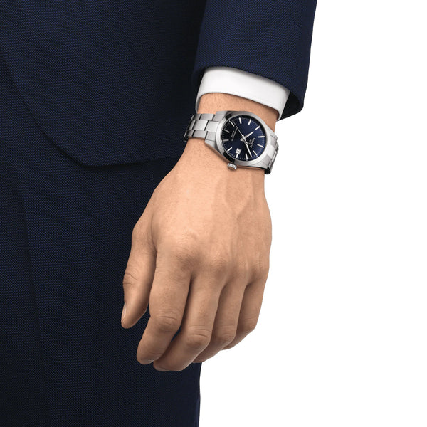 TISSOT Gentleman 天梭紳士系列 80小時矽游絲機械手錶 藍 40mm T1274071104100